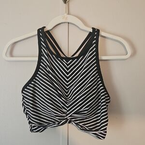 Kona Sol Black and White Chevron Bikini Top